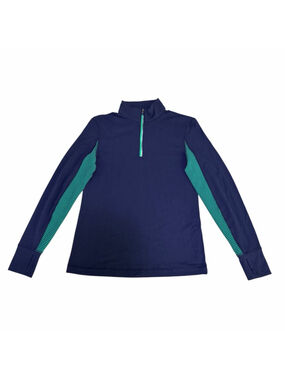 Women's Lululemon 1/2 Zip Pullover Navy Green Thumbholes Size S/M b4